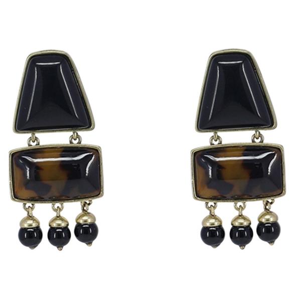 RESIN GEOMETRIC BEADED DROP EARRING