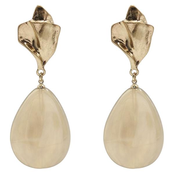 METAL RESIN TEARDROP DANGLE EARRING
