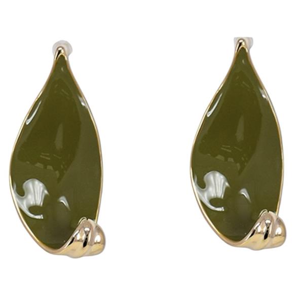 ENAMEL LEAF STUD EARRING