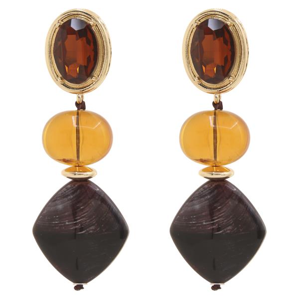 CRYSTAL STONE RESIN BEADED DROP EARRING