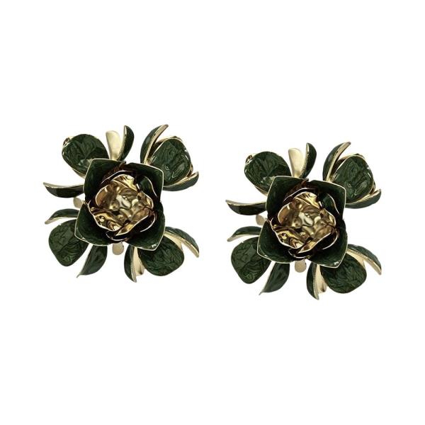 ENAMEL LAYERED FLOWER STUD EARRING