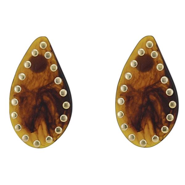 RHINESTONE RESIN TEARDROP STUD EARRING