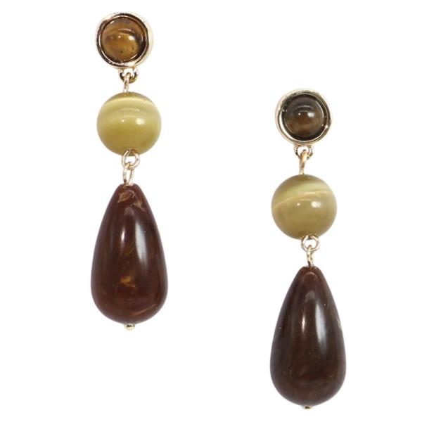 RESIN BEADED TEARDROP DROP EARRING