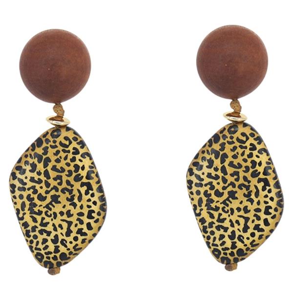 ANIMAL PRINT OVAL DANGLE EARRING