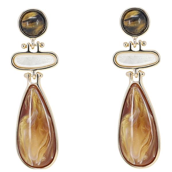 RESIN GEOMETRIC TEARDROP DROP EARRING