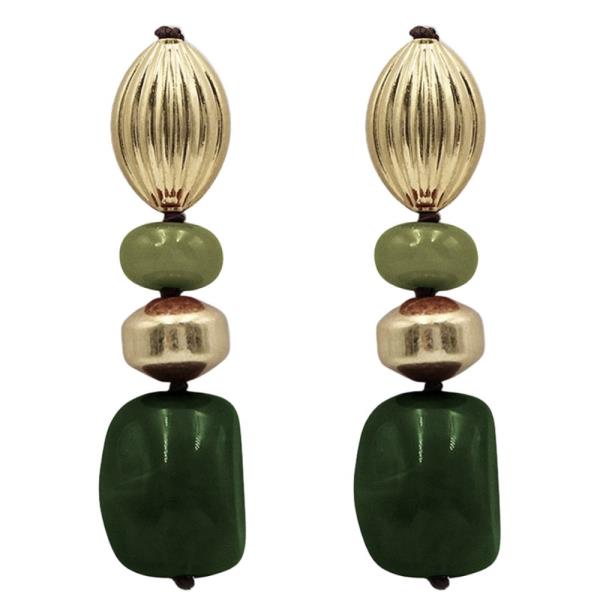 MULTI BEAD RIBBED SPHERE DANGLE EARRING