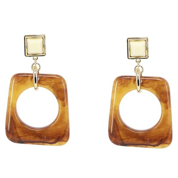 RESIN OPEN SQUARE DANGLE EARRING