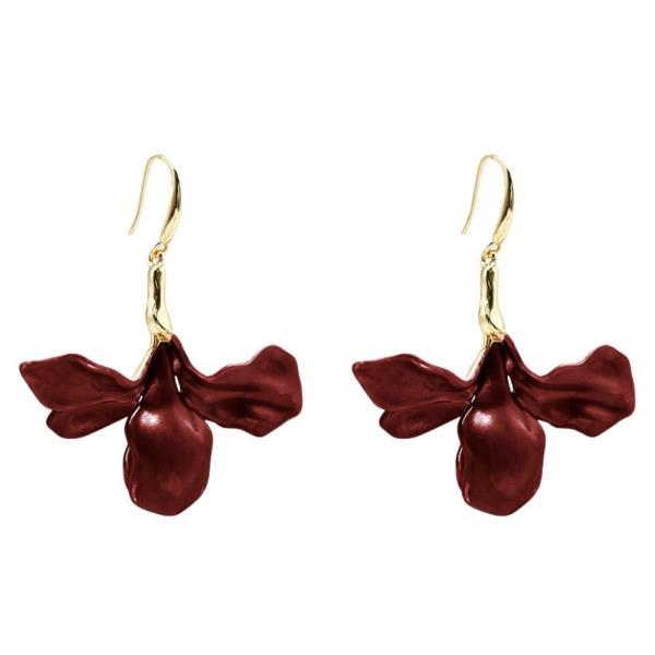 ENAMEL ORCHID DANGLE EARRING