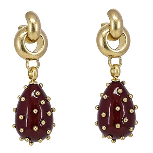 METAL RHINESTONE TEARDROP DROP EARRING