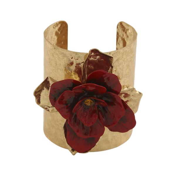 METAL ENAMEL ROSE CUFF BRACELET