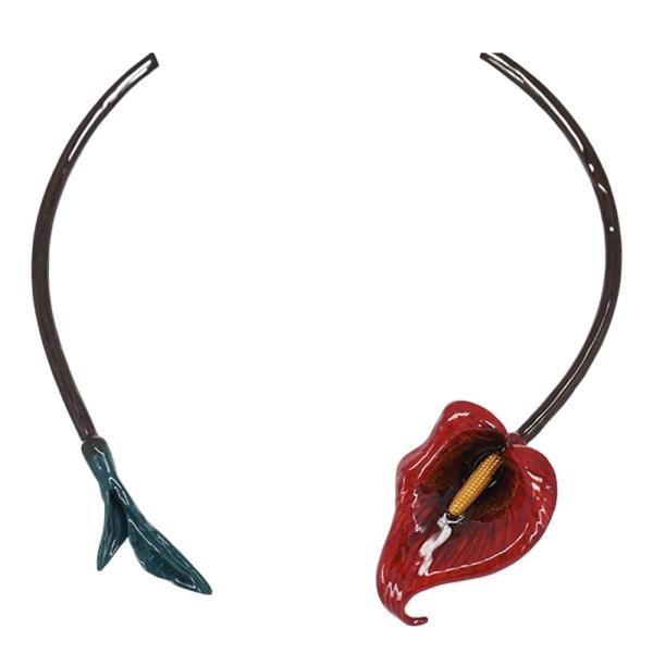 RED ANTHURIUM FLOWER CHOKER NECKLACE