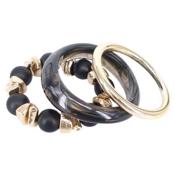 RESIN BEADED 4 PIECE STACKING BRACELET