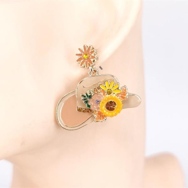 WESTERN COWBOY SUNFLOWR HAT DANGLE EARRING