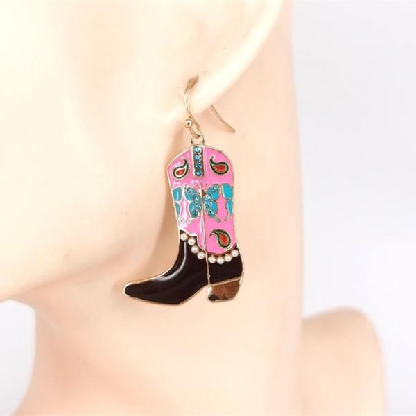 WESTERN ENAMEL COWBOY BOOT DANGLE EARRING