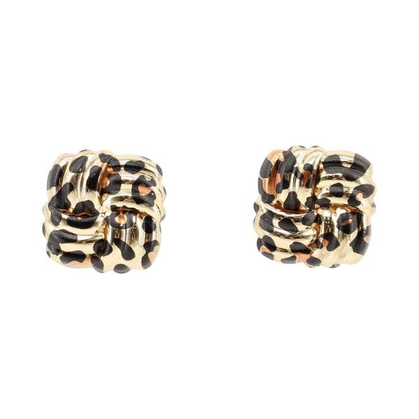 PAINTED TWISTED SQUARE EARRING