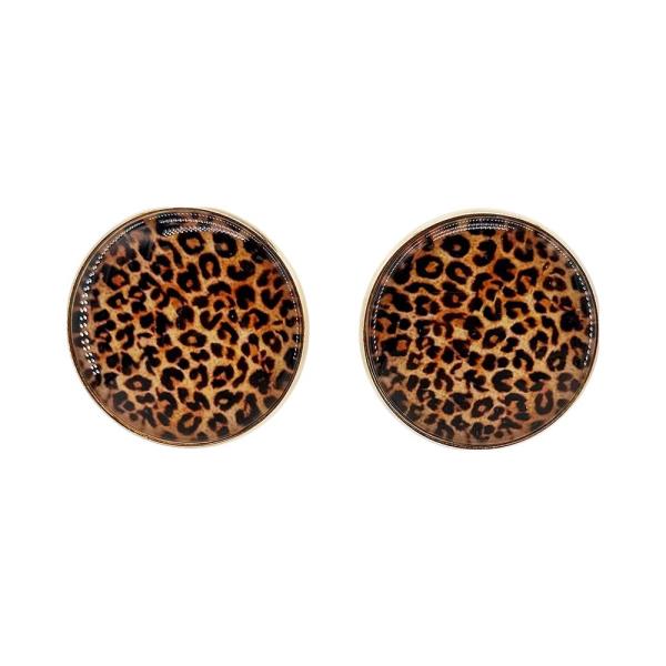 ANIMAL PRINT ROUND POST EARRINGS