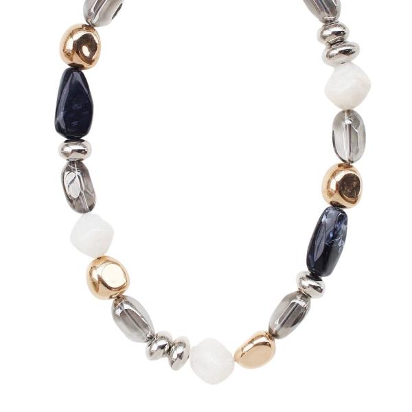 RESIN METAL GEOMETRIC BEADED NECKLACE