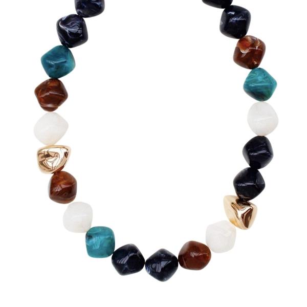 RESIN GEOMETRIC BEADED NECKLACE