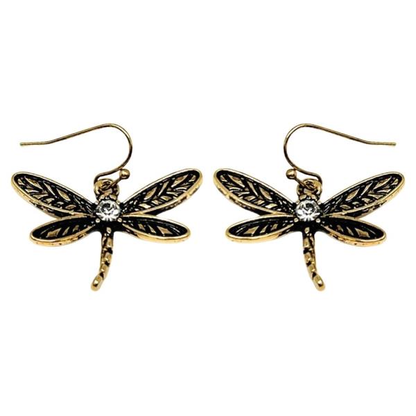 METAL DRAGONFLY DANGLE EARRING