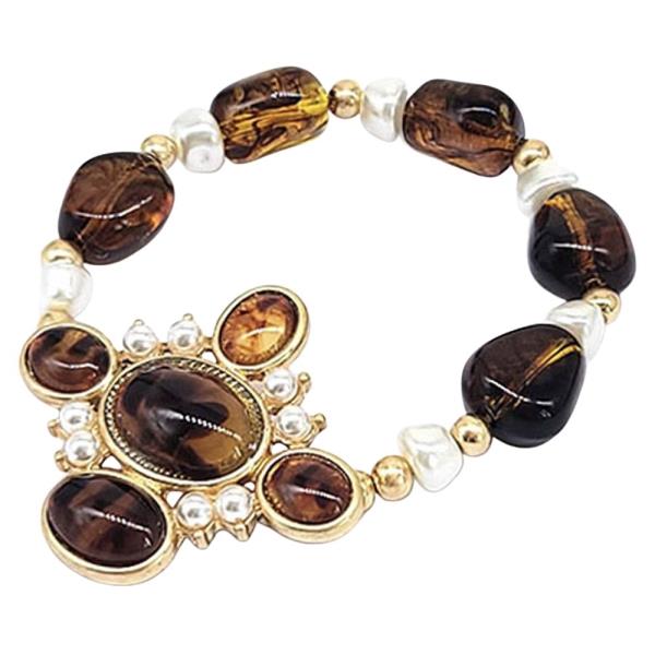 RESIN PEARL BEADED STRETCH BRACELET