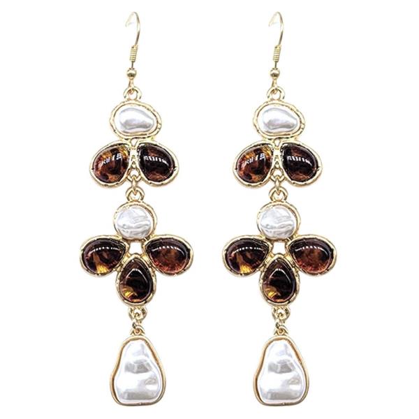 RESIN PEARL FLORAL CLUSTER DROP EARRING