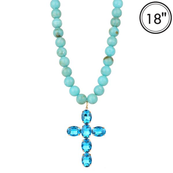 MARBLE EPOXYSTONE CROSS NECKLACE