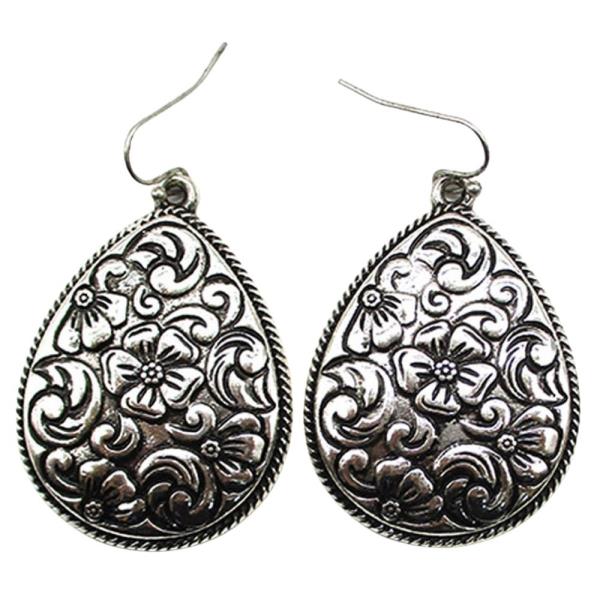 WESTERN TEARDROP ENGRAVED EARRING