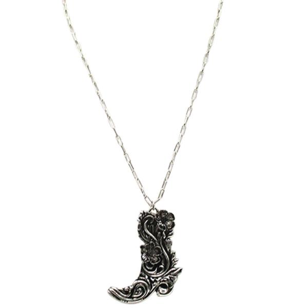 WESTERN ENGRAVED COWBOY BOOTS NECKLACE