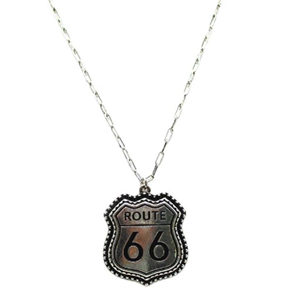 WESTERN ROUTE 66 SIGN NECKLACE