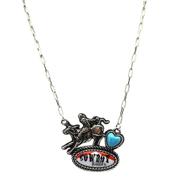 WESTERN RED COWBOY KILLER HORSE RIDING NECKLACE