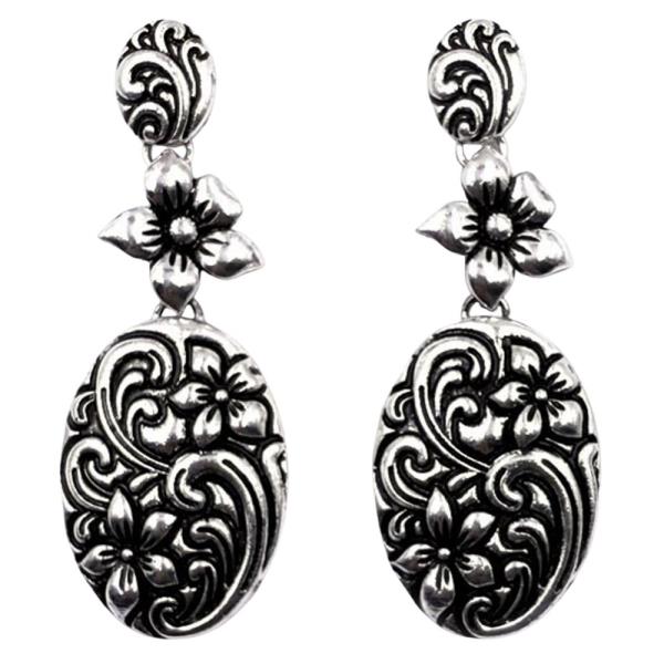 WESTERN OVAL ETCHED EARRING