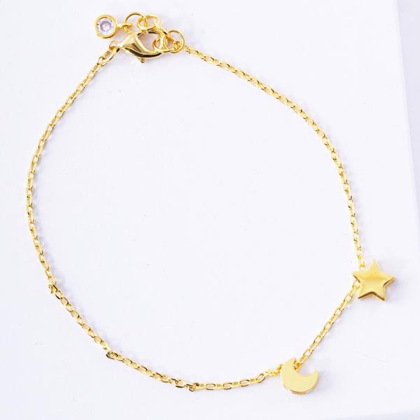 METAL MOON STAR MULTI CHARM CHAIN BRACELET