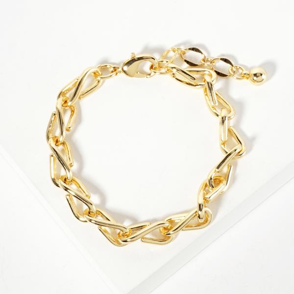 METAL OPEN OVAL LINK CHAIN BRACELET