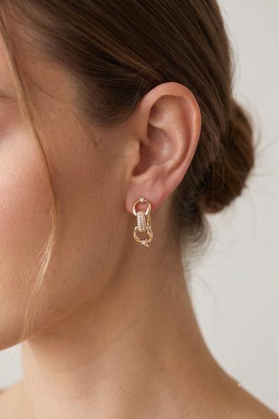 GOLD DIPPED CZ OVAL HUGGIE EARRING