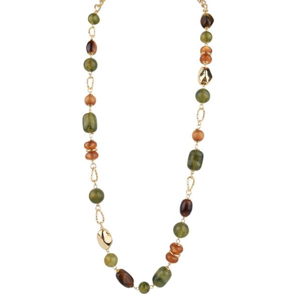 ASSORTED BEAD OPEN OVAL LINK LONG NECKLACE