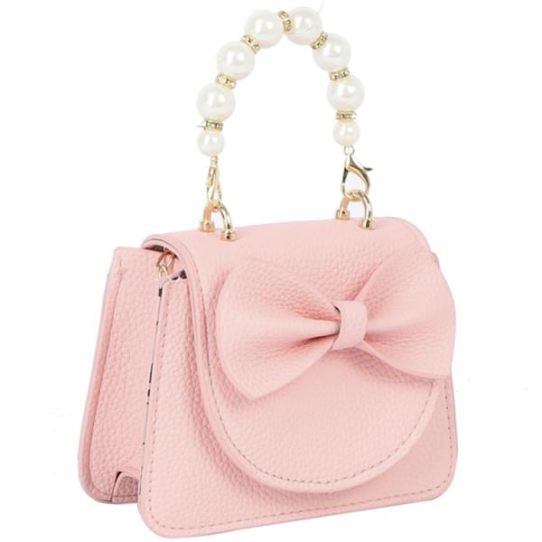 BOW TEXTURED PEARL HANDLE CROSSBODY BAG