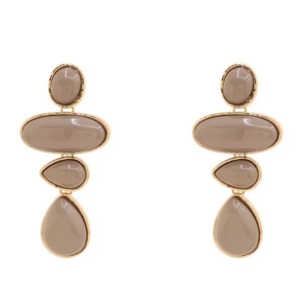 ORGANIC CABOCHON STONE LINEAR POST EARRING