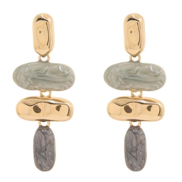 ORGANIC MARBLE STONE LINEAR POST EARRING