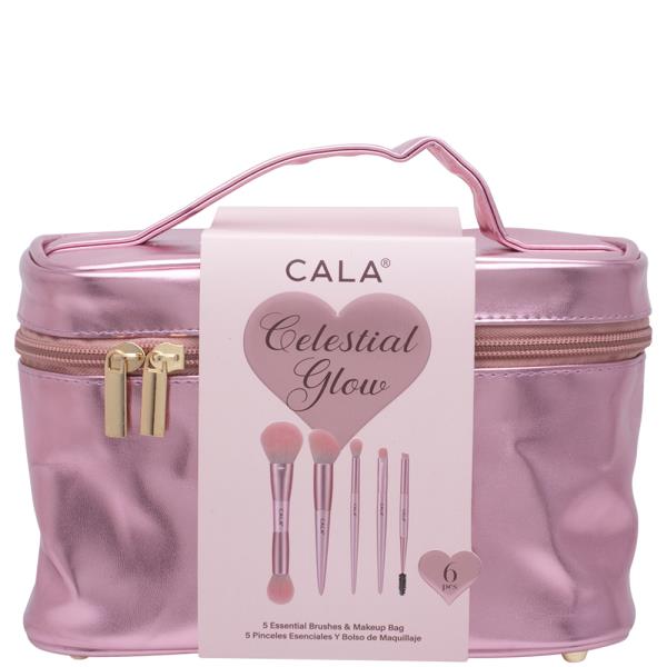 CALA CELESTIAL GLOW 5PC ESSENTIAL BRUSH SET W MAKEUP BAG