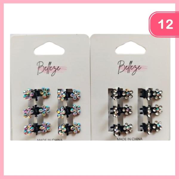 MINI RHINESTONE FLOWER HAIR CLAW CLIP (12 UNITS)