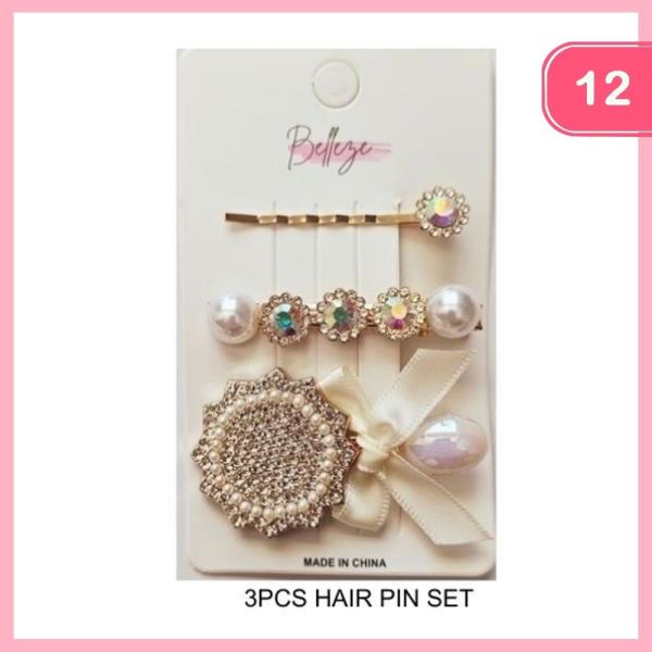 PEARL RHINESTONE HAIR PINS (12 UNITS)