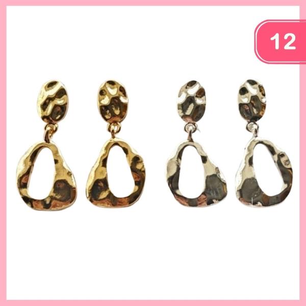 HAMMERED TEXTURED DANGLE EARRINGS (12 UNITS)