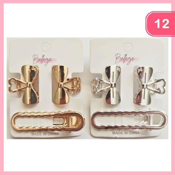 METAL BOW HAIR CLAW HAIR PIN SET (12 UNITS)