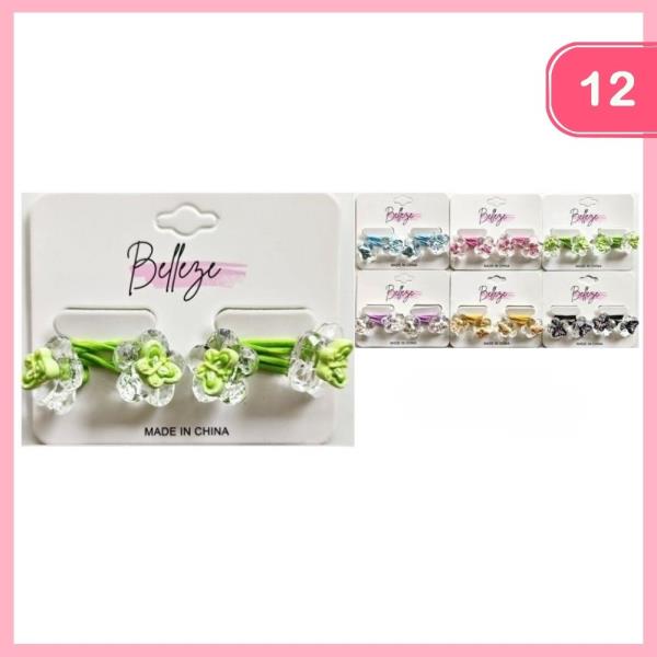 ACRYLIC FLOWER BUBBLE BALL ELASTIC HAIR TIE (12 UNITS)