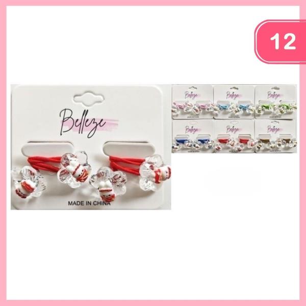 ACRYLIC FLOWER HAIR TIE (12 UNITS)