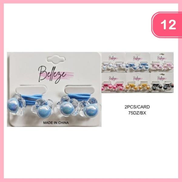 ACRYLIC FLOWER AND BALL ELASTIC HAIR TIES (12 UNITS)