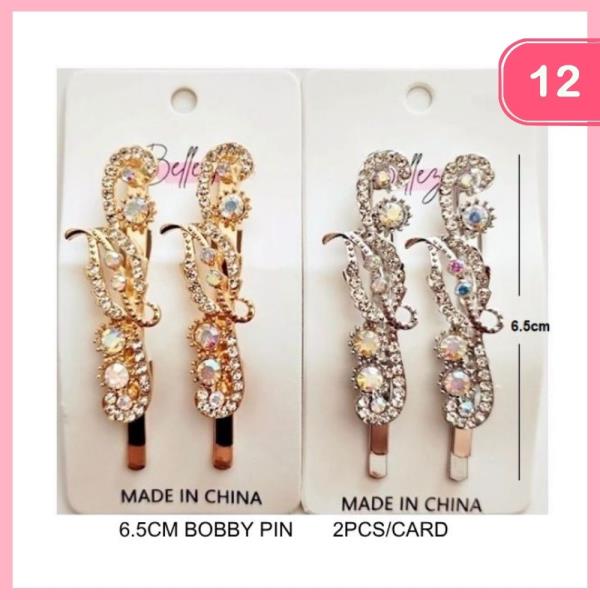 RHINESTONE HAIR PINS (12 UNITS)