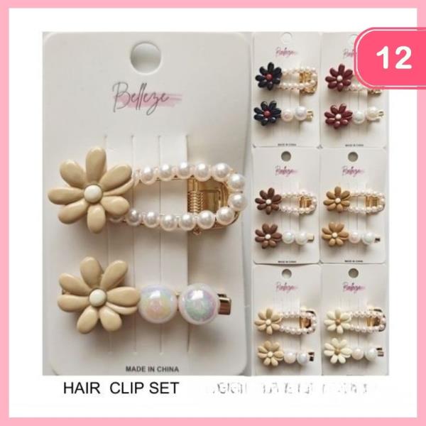 FLOWER PEARL HAIR CLIP (12 UNITS)