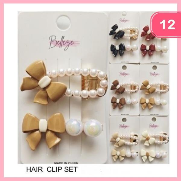 BOW PEARL HAIR CLIP (12 UNITS)