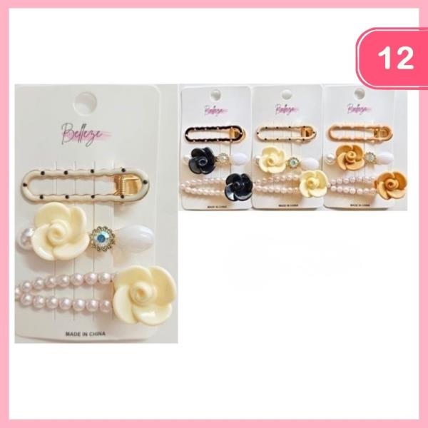 PEARL FLOWER POLKA DOT HAIR PINS